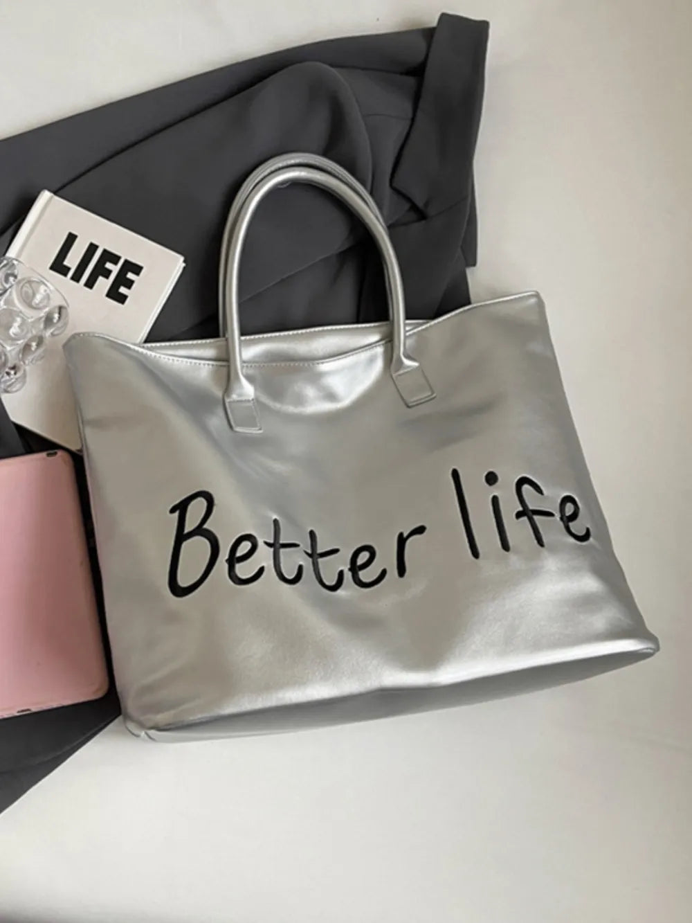 BETTER LIFE PU Leather Tote Bag - Tote Bag by Trendsi | Available at Handbags Specialist Headquarter