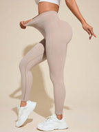 Solid High Rise Active Leggings - Leggings by Trendsi | Available at Handbags Specialist Headquarter