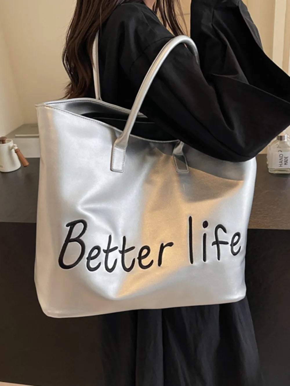 BETTER LIFE PU Leather Tote Bag - Tote Bag by Trendsi | Available at Handbags Specialist Headquarter