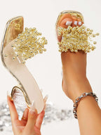 Bead Embellished Clear Strap Sandals - Women Sandals by Trendsi | Available at Handbags Specialist Headquarter