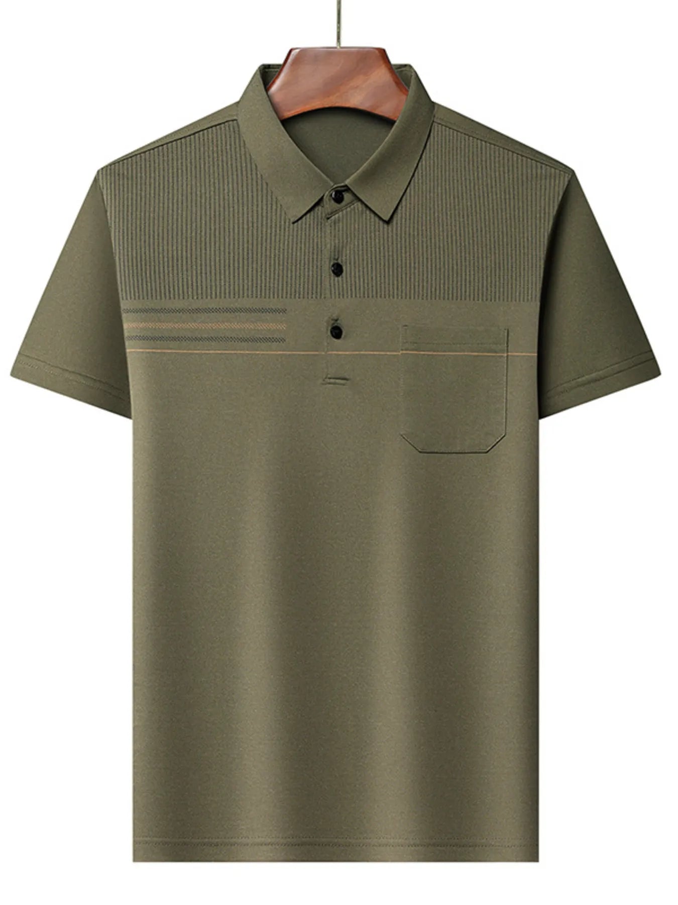 Men's Plus Size Classic Textured Stripe Casual Polo Shirt - Men's Polo shirt by Trendsi | Available at Handbags Specialist Headquarter