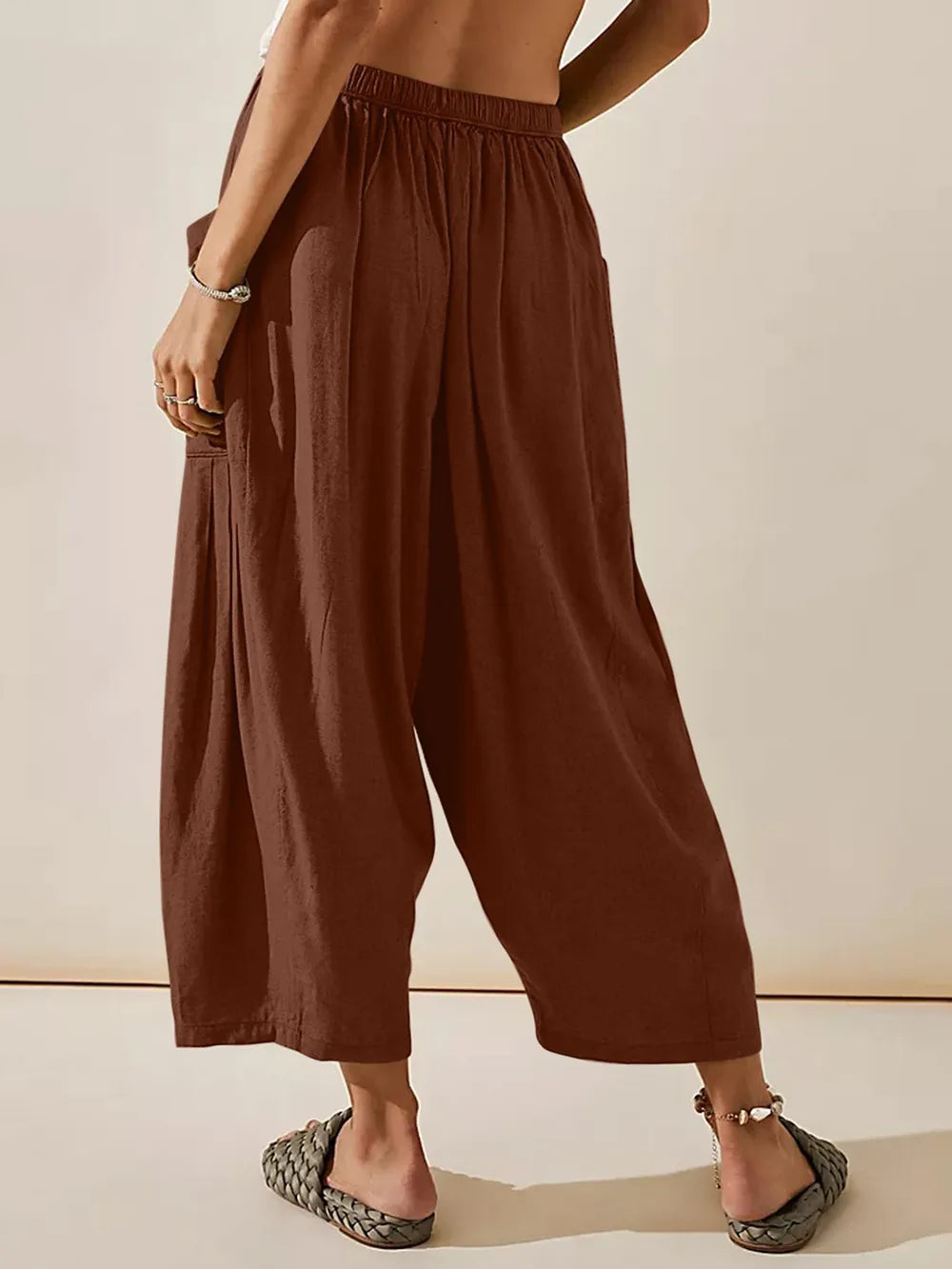 Full Size Wide Leg Pants with Pockets - Women Pants by Trendsi | Available at Handbags Specialist Headquarter