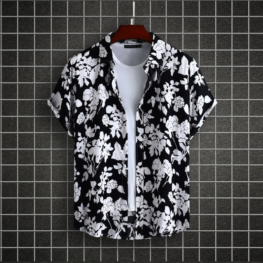 Men's Plus Size Printed Short Sleeve Casual Shirt - Men's Shirts by Trendsi | Available at Handbags Specialist Headquarter