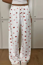Lips Print Wide Leg Pants - Women Pants by Trendsi | Available at Handbags Specialist Headquarter