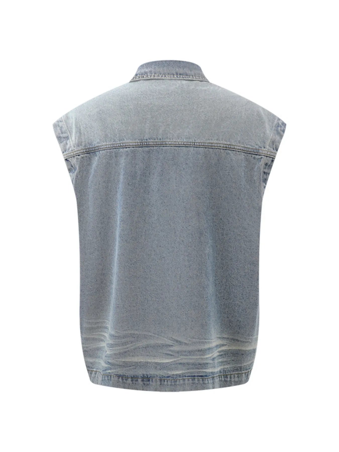 Men's Plus Size Sleeveless Vintage Washed Denim Jacket - Men's jackets by Trendsi | Available at Handbags Specialist Headquarter