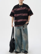 Men's Plus Size Basic style Round Neck Striped T-Shirt - Men's T-Shirt by Trendsi | Available at Handbags Specialist Headquarter