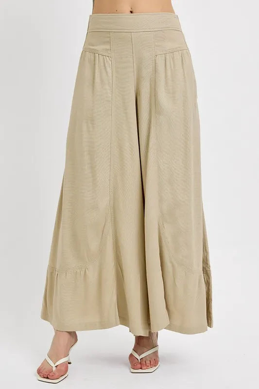 RISEN Shirring Detail Wide Leg Pants -  by Trendsi | Available at Handbags Specialist Headquarter
