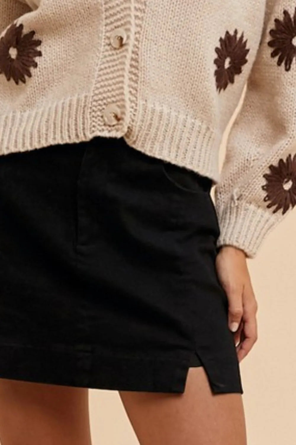 Annie Wear Comfort Stretch Cotton Slit Detailed Mini Skirt - Skirts by Trendsi | Available at Handbags Specialist Headquarter