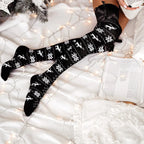 Christmas Element Bowknot Ribbed Trim Over Knee Stockings - Sleepwear by Trendsi | Available at Handbags Specialist Headquarter