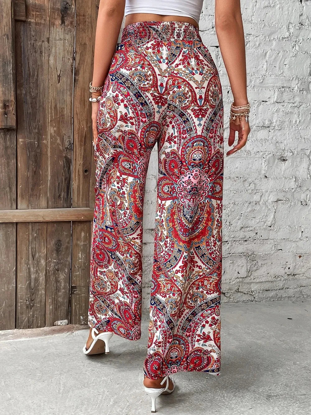 Printed Wide Leg Pants - Women Pants by Trendsi | Available at Handbags Specialist Headquarter