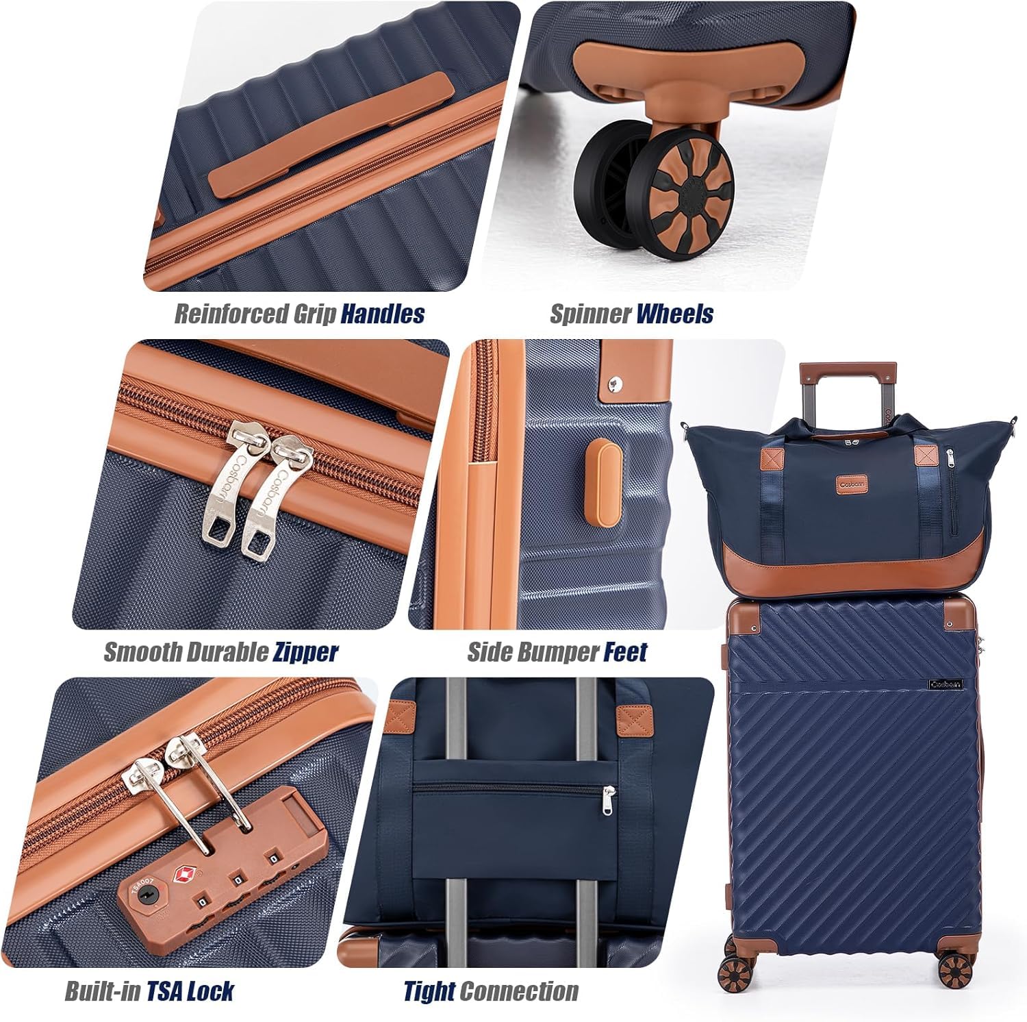 Cosbarn 5-Piece Hardshell Luggage Set - Dark Blue