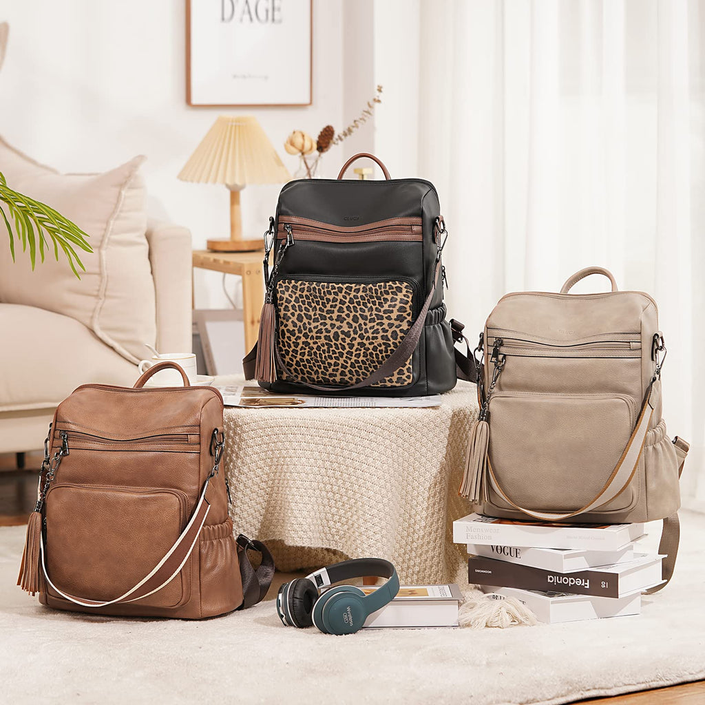 DUO-TONE Luxe Women's Leather Travel Backpack - Backpack Bags by Handbags Specialist Headquarter | Available at Handbags Specialist Headquarter