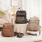 DUO-TONE Luxe Women's Leather Travel Backpack - Backpack Bags by Handbags Specialist Headquarter | Available at Handbags Specialist Headquarter