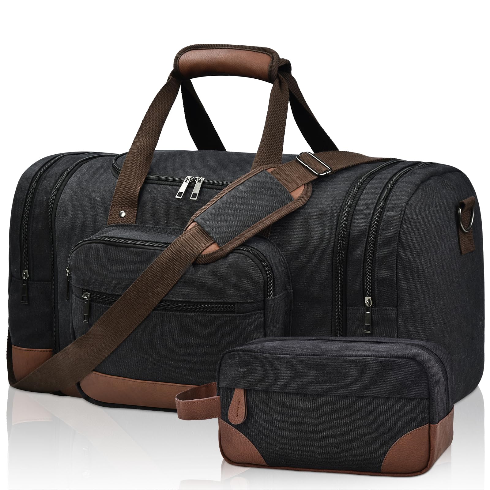 50L/60L Canvas Duffel - Multi-Pocket Travel Bag