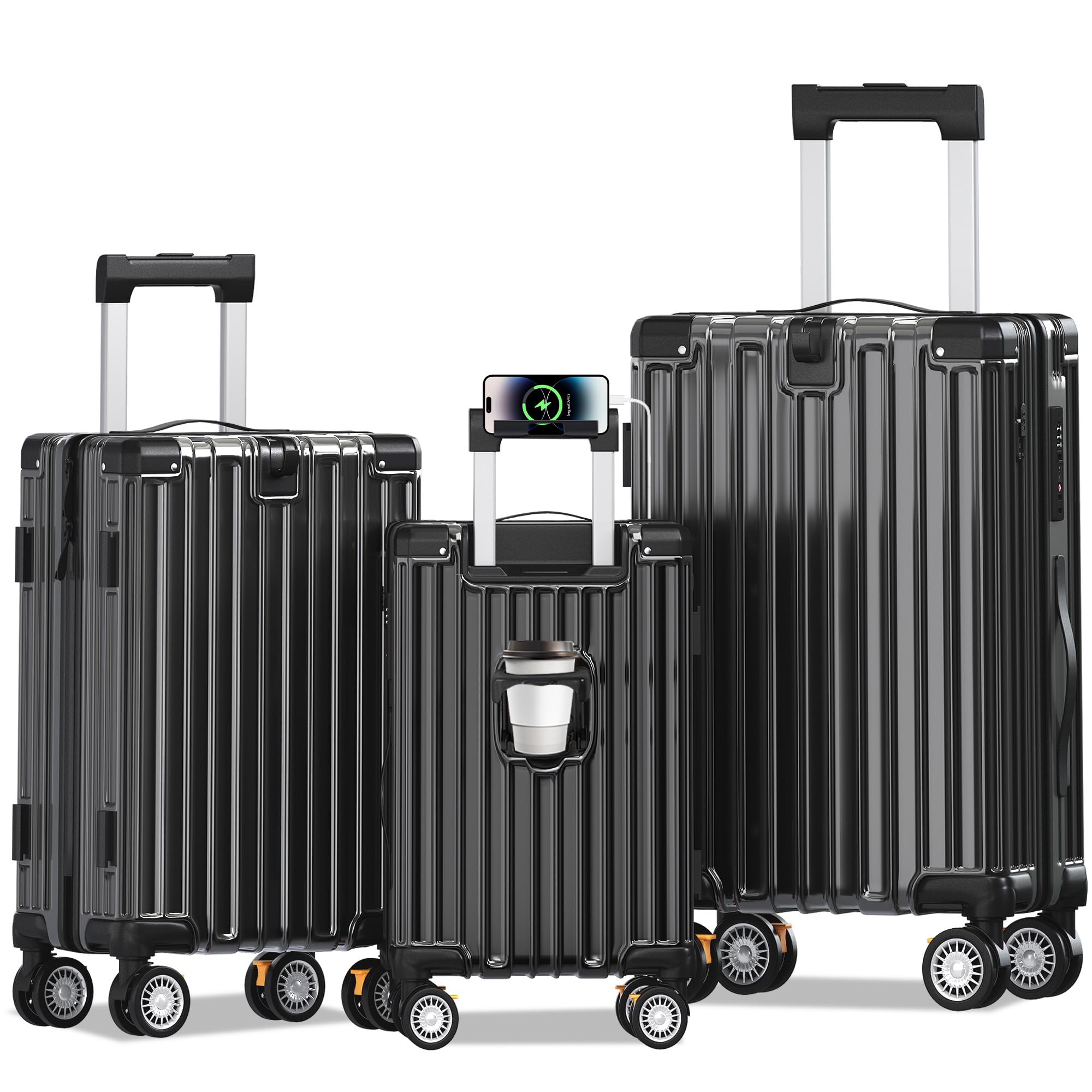JetGlide 3pc Spinner: Expandable Hardshell Luggage - Travel Sets by Handbags Specialist Headquarter | Available at Handbags Specialist Headquarter
