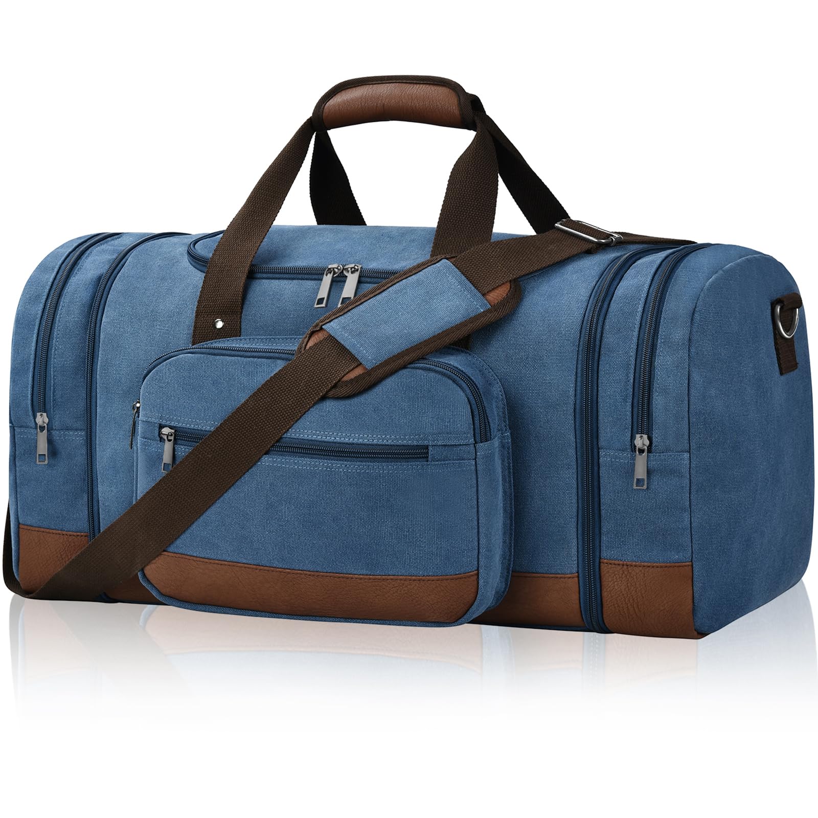 50L/60L Canvas Duffel - Multi-Pocket Travel Bag