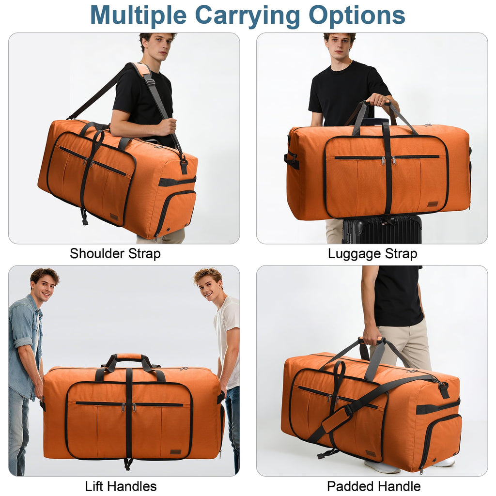 120L Foldable Waterproof Travel Duffel Bag with Shoe Compartment