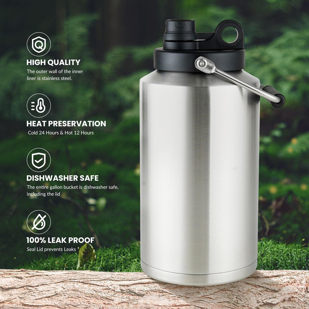 HydraGuard 128oz: Dual-Vacuum Stainless Water Jug - Water Bottles by Handbags Specialist Headquarter | Available at Handbags Specialist Headquarter