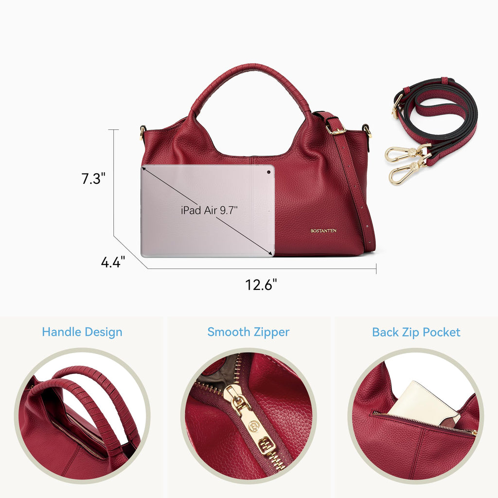BOSTANTEN Leather Satchel Crossbody Handbag for Women