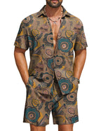 COOFANDY Men's Hawaiian 2 Piece Beach Outfit Set