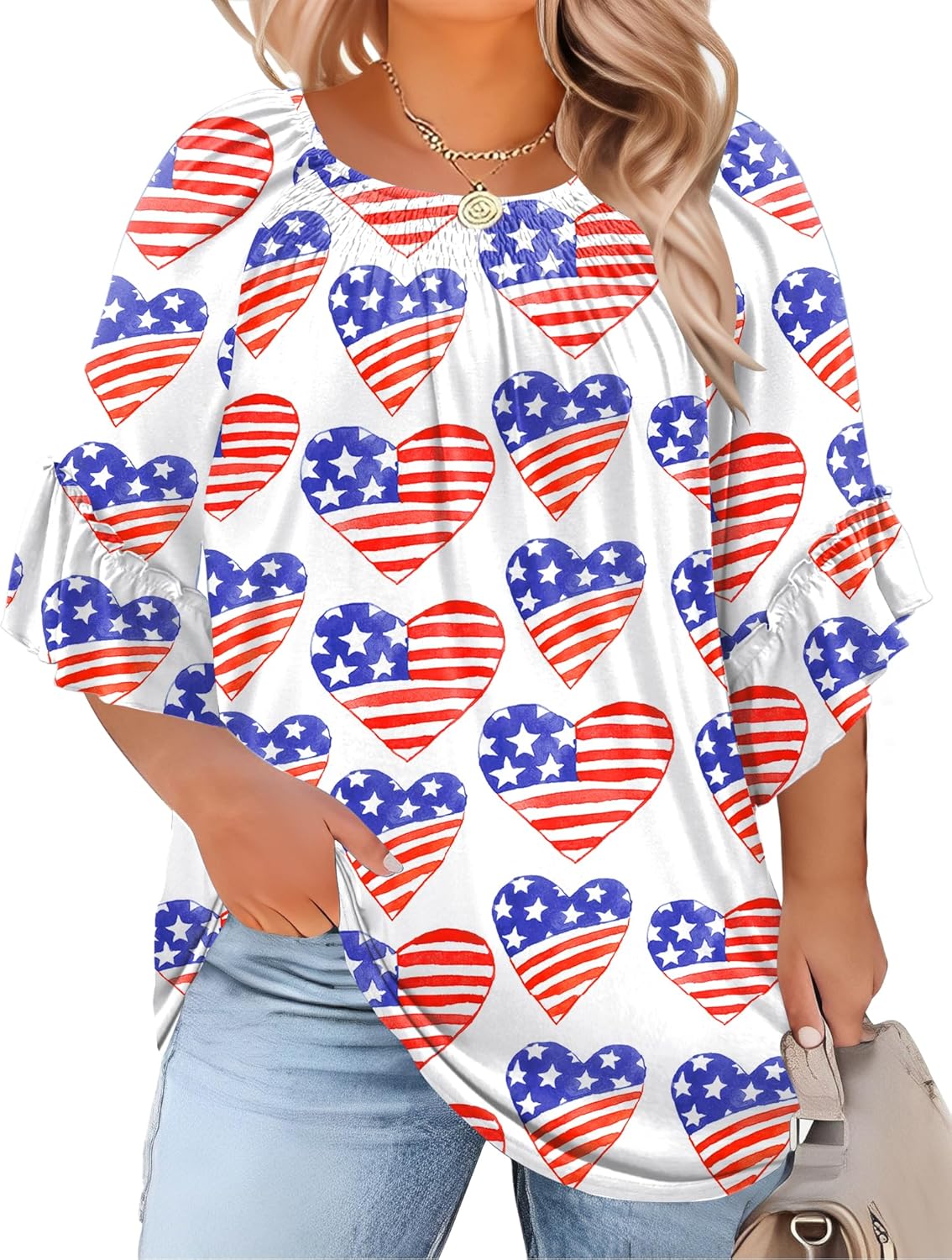 Plus Size Ruffle Sleeve Tunic Top
