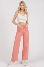 Mittoshop Twill Patch Pocket High Rise Wide Leg Pants - Women Pants by Trendsi | Available at Handbags Specialist Headquarter
