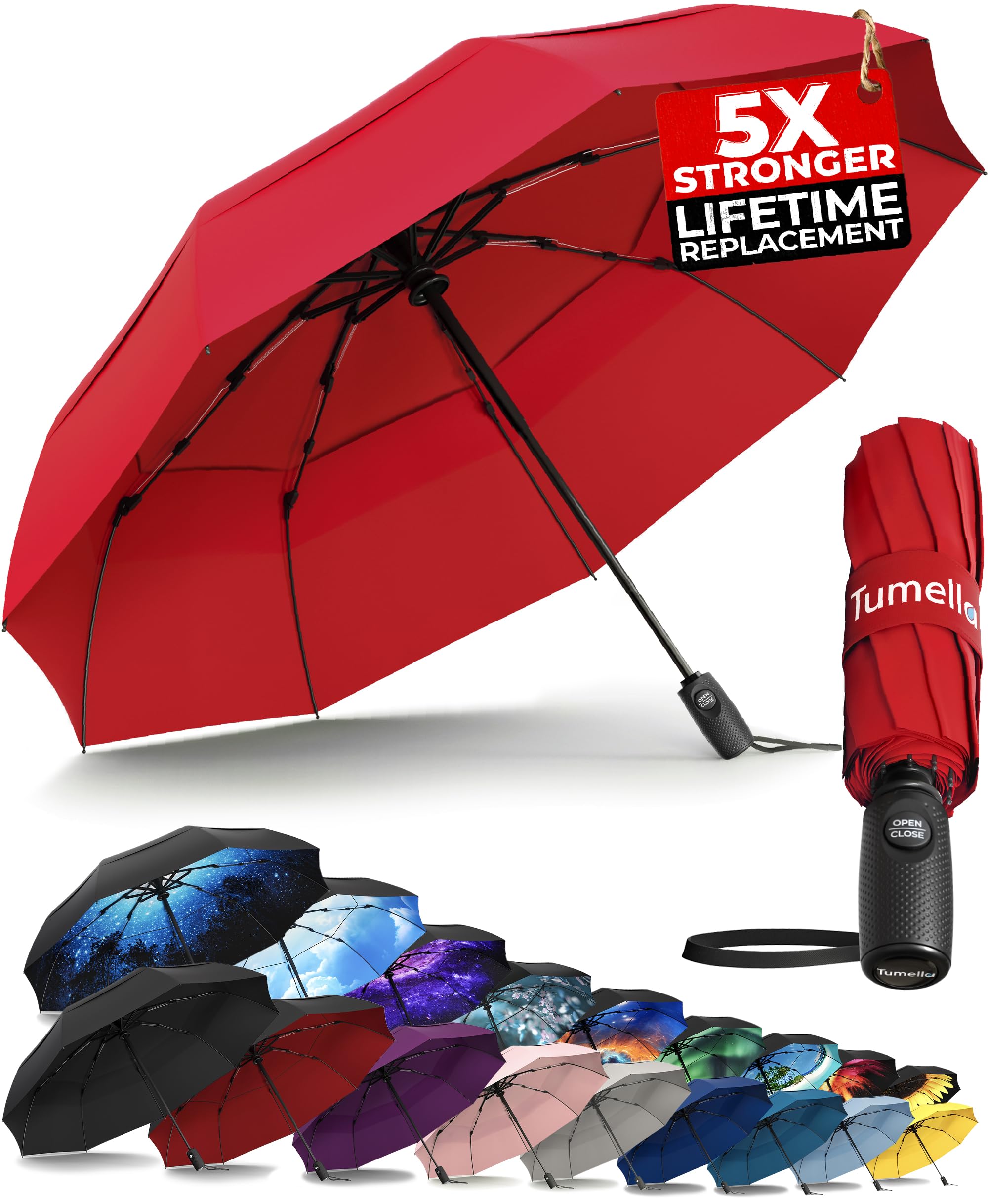 TUMELLA Elite Windproof Travel Umbrella -  by Handbags Specialist Headquarter | Available at Handbags Specialist Headquarter
