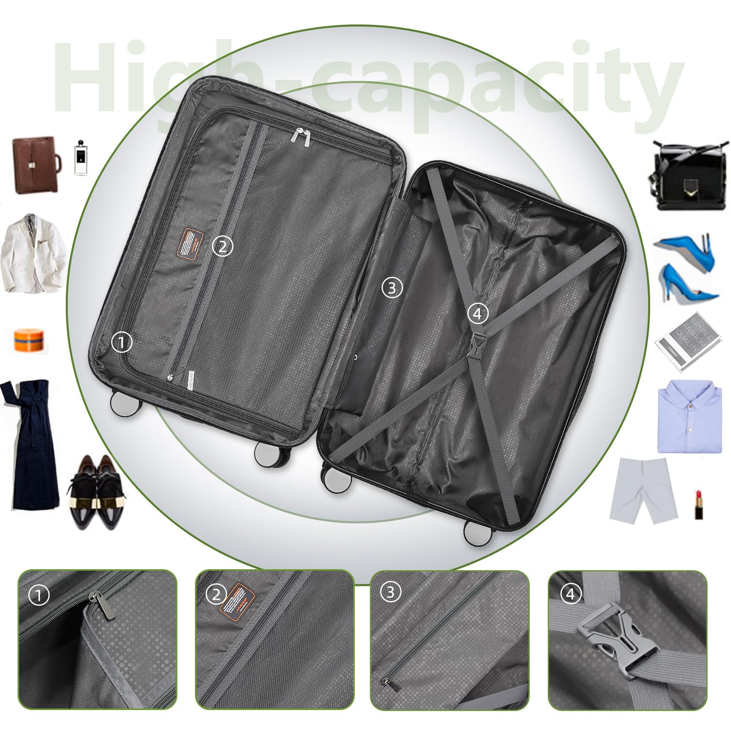 LAVENDER 6pc Hardside Spinner Luggage – ##variant## Luggage Travel Bags