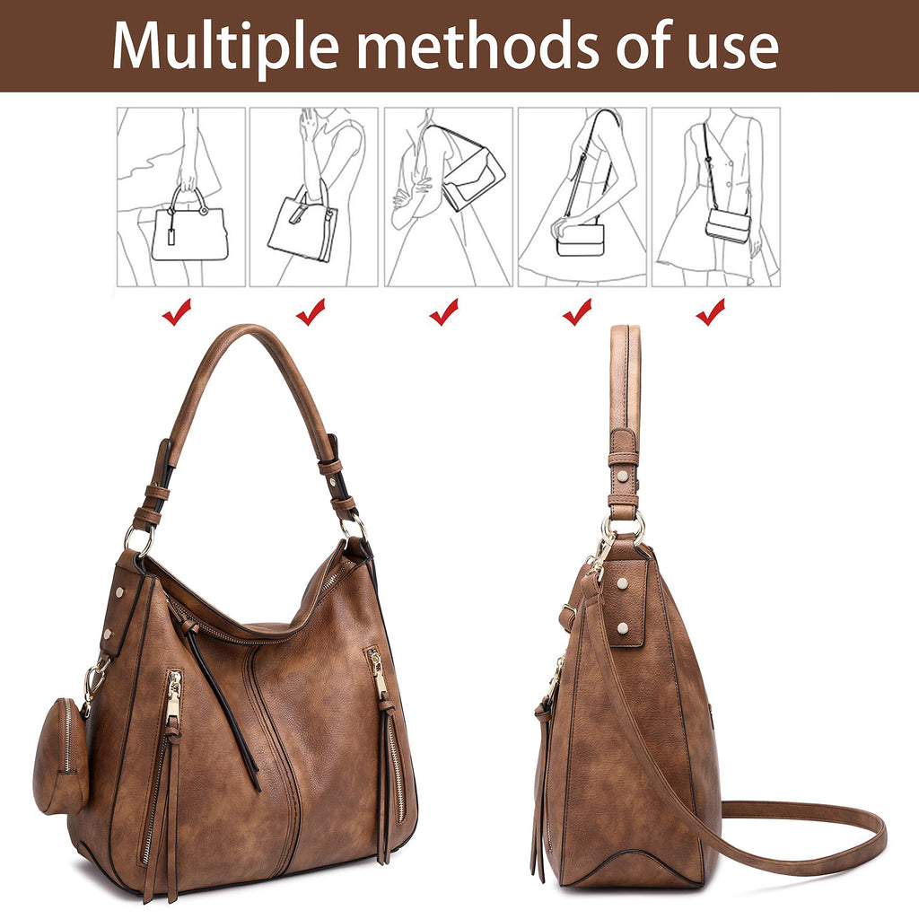 Lapsting Boho Faux Leather Hobo Shoulder Bag