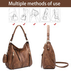 Lapsting Boho Faux Leather Hobo Shoulder Bag