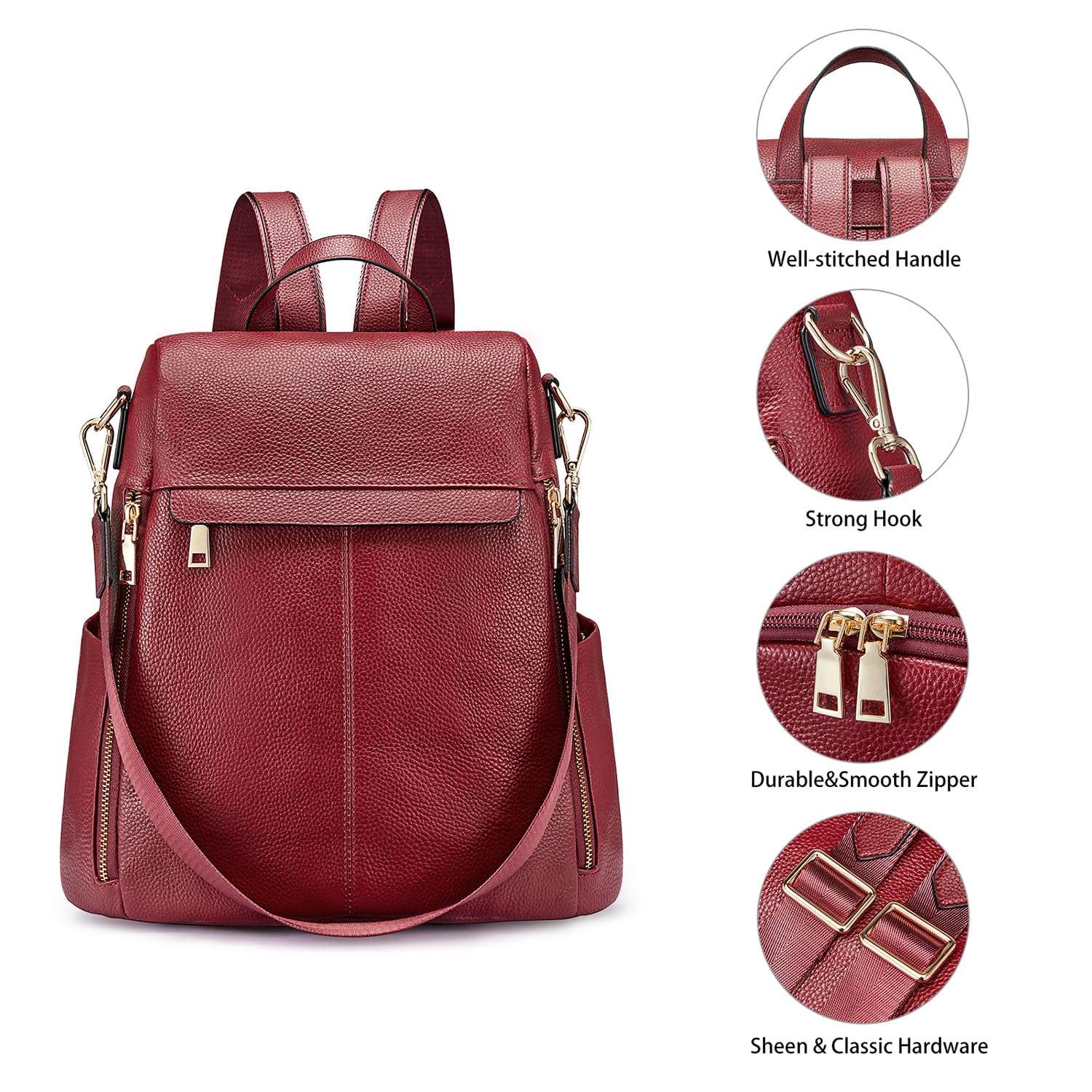 Kattee Women's Luxe Anti-Theft Leather Backpack Bag - Backpack Bags by Handbags Specialist Headquarter | Available at Handbags Specialist Headquarter