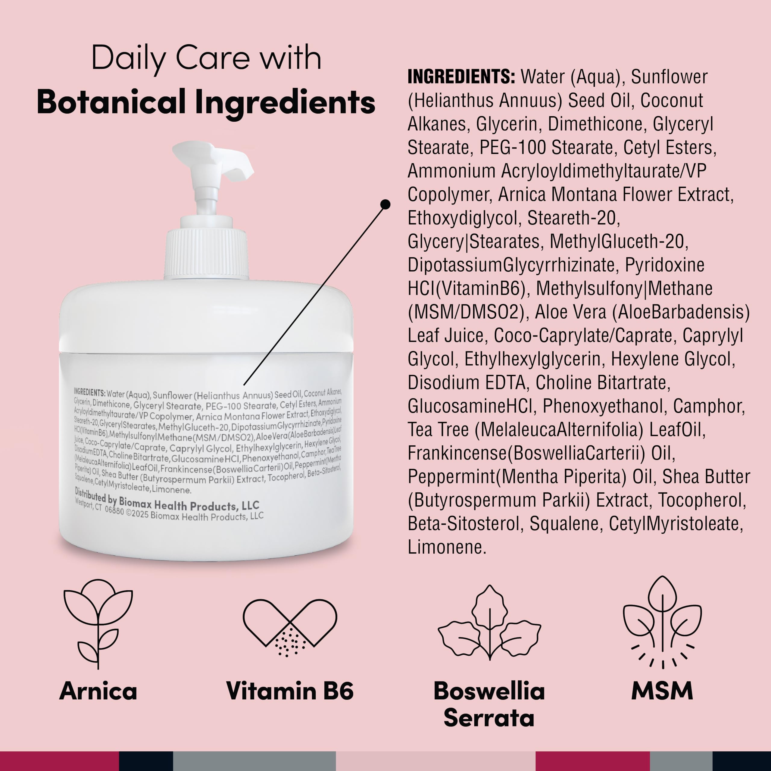 Penetrex Cream Duo Pack 2oz and 4oz jars with botanical ingredients label showing Arnica, Vitamin B6, Boswellia Serrata, and . - Penetrex Cream Duo Pack - 2oz & 4oz Jars - 4 Ounce (Pack of 1) - Handbags Specialist Headquarter