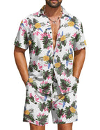 COOFANDY Men's Hawaiian 2 Piece Beach Outfit Set