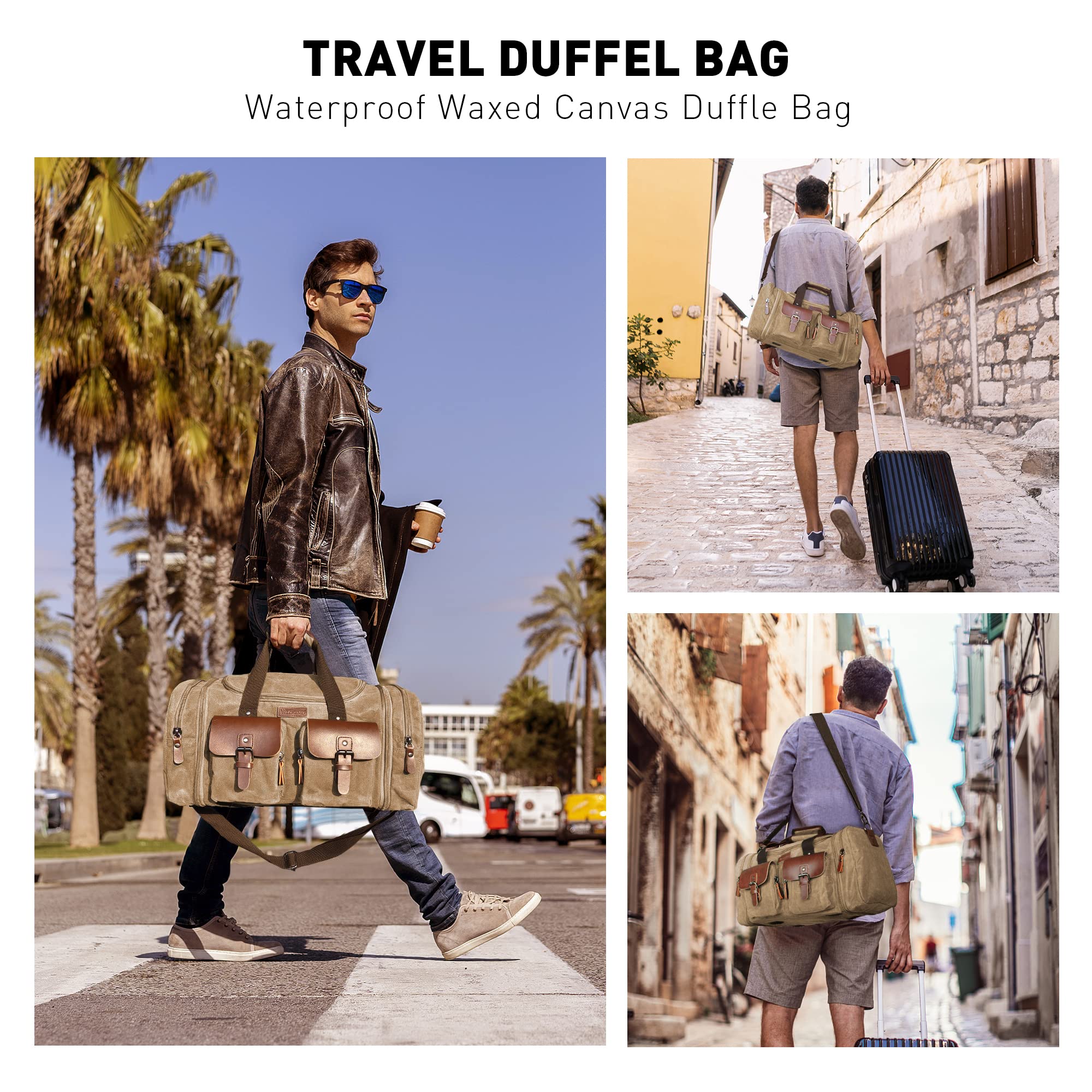Wildroad 50L Waxed Canvas Waterproof Duffle Bag