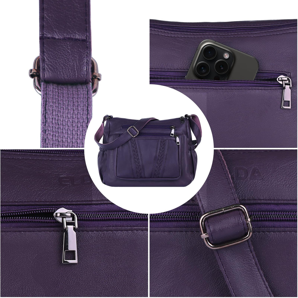 ELDA Chic Crossbody: Soft PU Leather Multi-Pocket Bag - Handbags by Handbags Specialist Headquarter | Available at Handbags Specialist Headquarter
