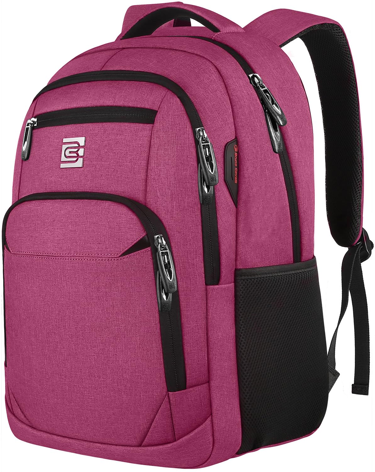 Volher Anti-Theft USB Laptop Backpack - Rose Red