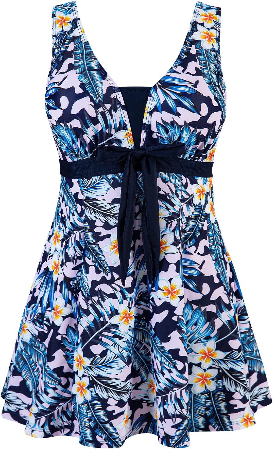 Plus Size Tummy Control Swimdress with Boyshorts