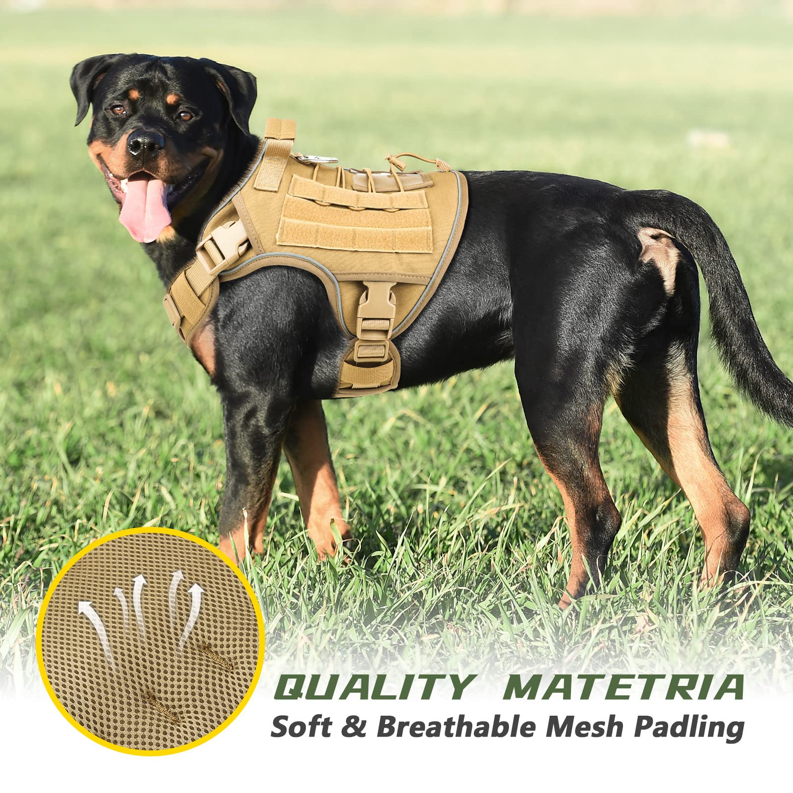 GuardianGrip Tactical Dog Vest - Large, Reflective, Green -  by Handbags Specialist Headquarter | Available at Handbags Specialist Headquarter