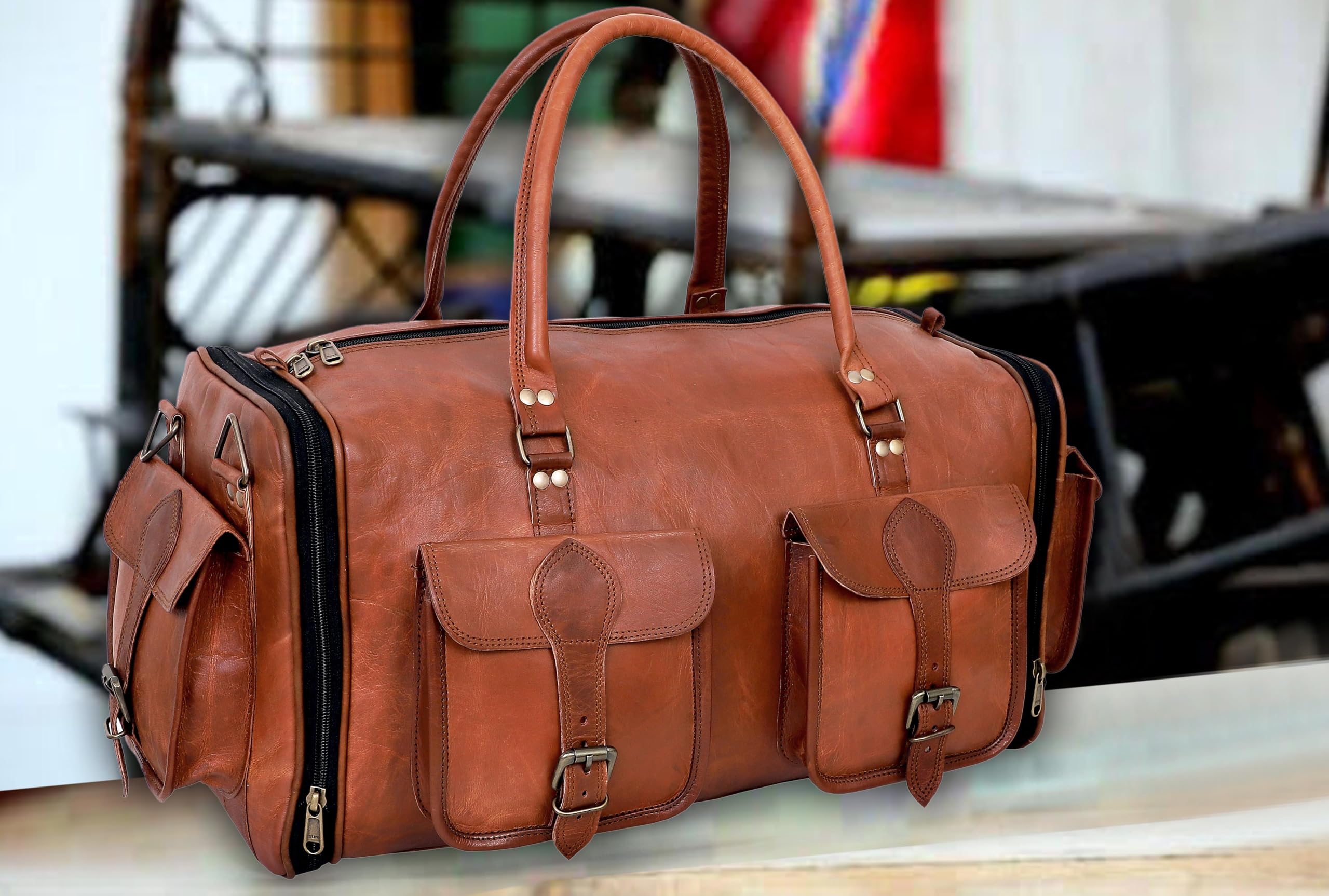 Vintage Leather 32 Handmade Travel Duffle Bag