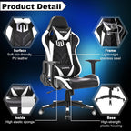 GOTMINSI Ergonomic Racing Desk Chair - White - Gaming Accessories by Handbags Specialist Headquarter | Available at Handbags Specialist Headquarter