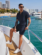 COOFANDY Men's 2 Piece Polo Shirt & Shorts Set