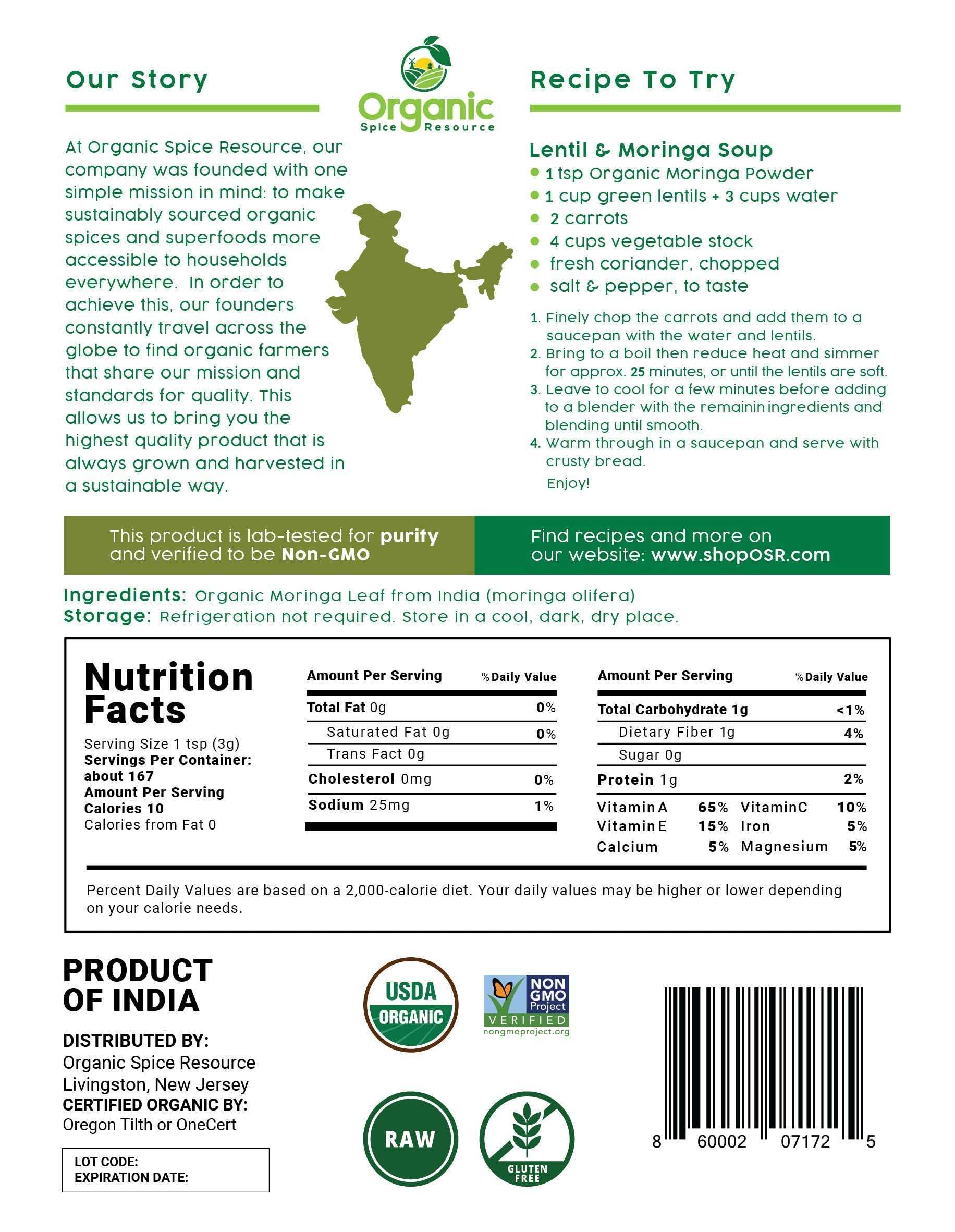 Pure Moringa Bliss - Organic Powder 1.10 lbs - Health Care by Handbags Specialist Headquarter | Available at Handbags Specialist Headquarter