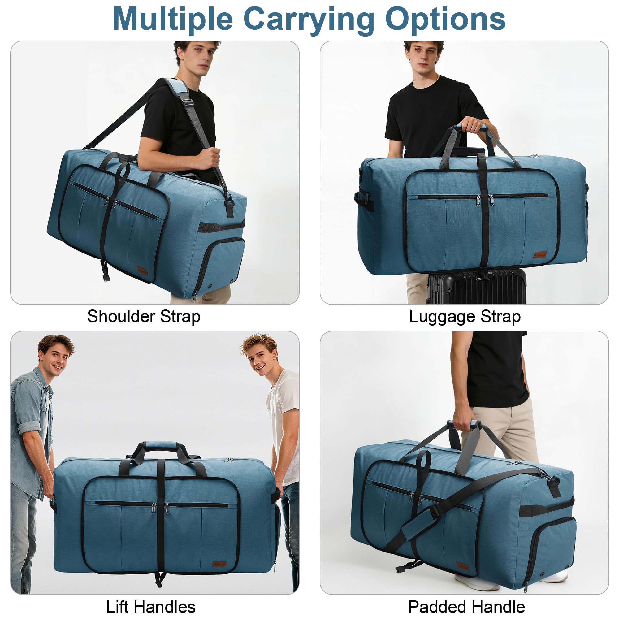 120L Foldable Waterproof Travel Duffel Bag with Shoe Compartment