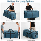 120L Foldable Waterproof Travel Duffel Bag with Shoe Compartment