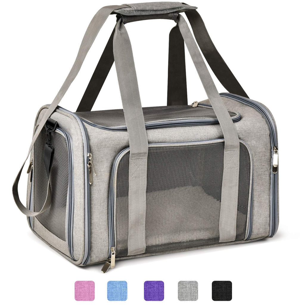 PawsVoyage: Grey TSA-Approved Pet Carrier (15lbs Max) -  by Handbags Specialist Headquarter | Available at Handbags Specialist Headquarter