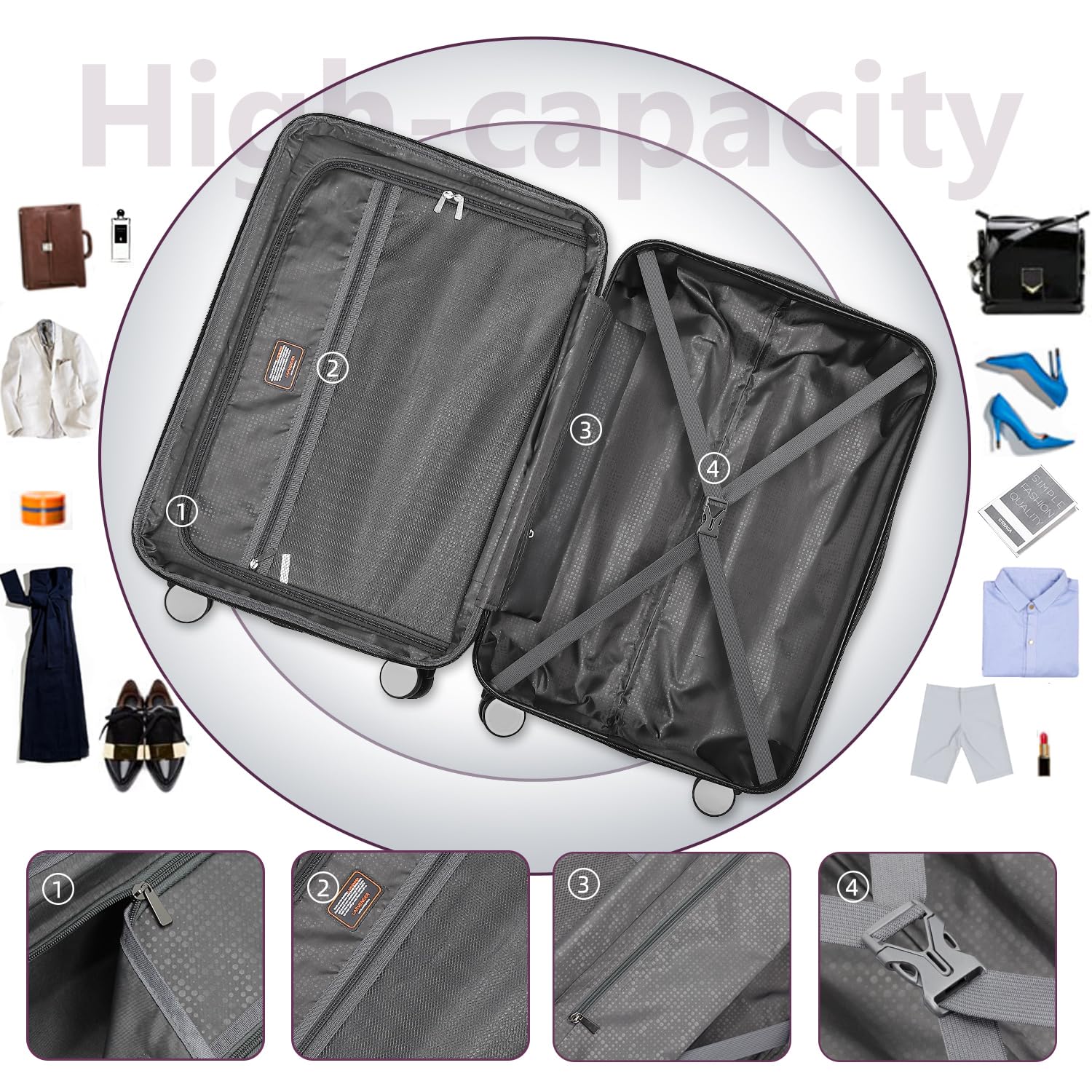 LAVENDER 6pc Hardside Spinner Luggage – ##variant## Luggage Travel Bags