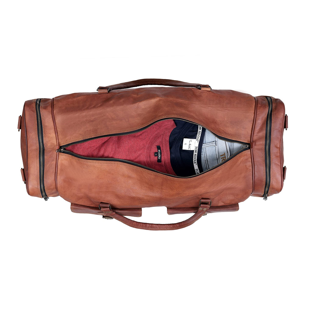 Leather Duffle Bag for Men - 21 Brown