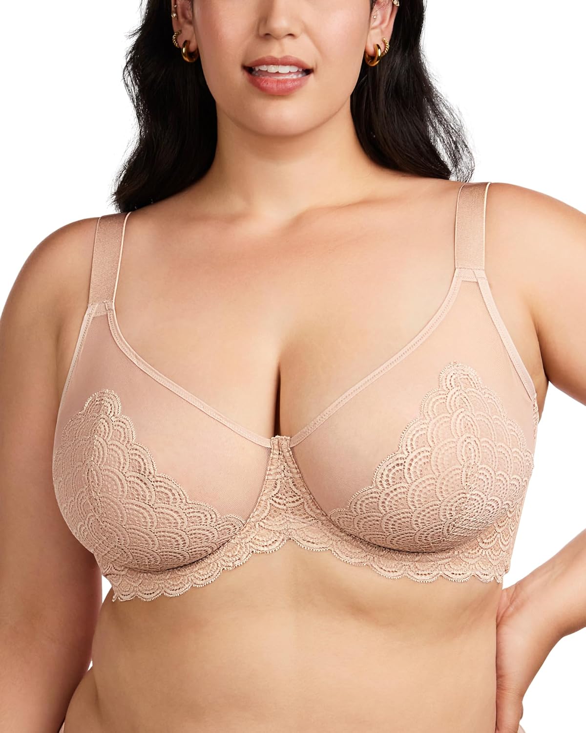 HSIA Minimizer Bras for Women Large Bust Full Coverage Lace Plus Size Bra - Mermaid Scales
