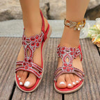 Rhinestone Embellished Flower Flat Sandals - Women Sandals by Trendsi | Available at Handbags Specialist Headquarter