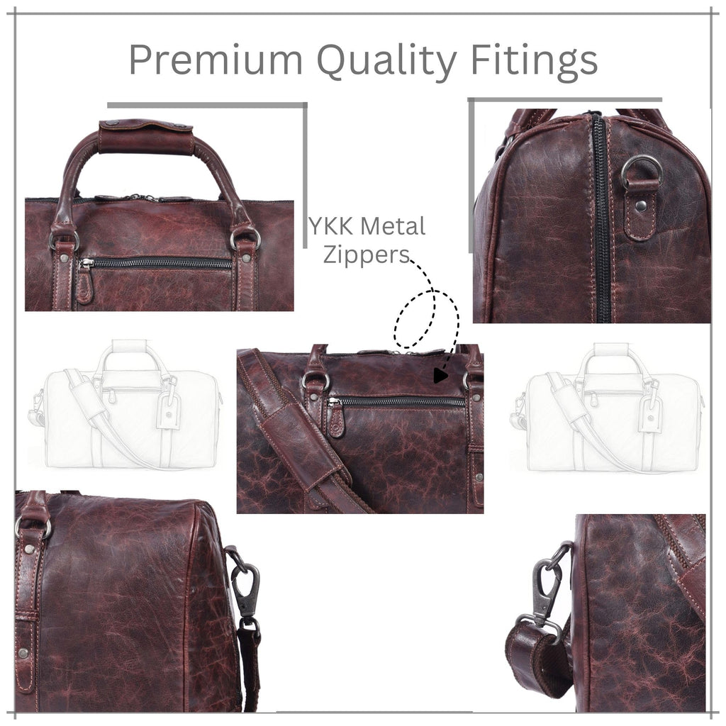 Leather Travel Duffel Bag for Men & Women